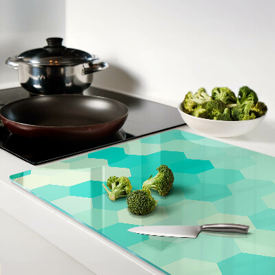 Planche à découper verre Motif hexagonal dans les tons turquoise