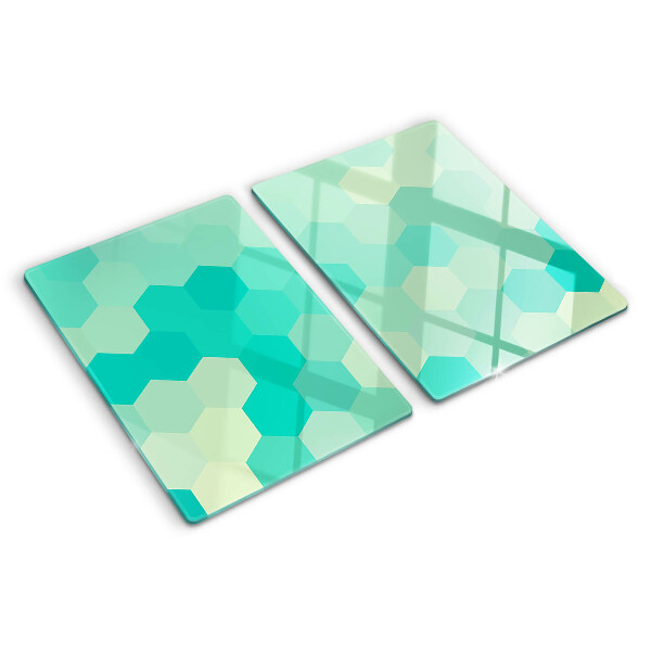 Planche à découper verre Motif hexagonal dans les tons turquoise