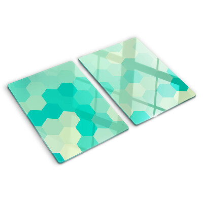 Planche à découper verre Motif hexagonal dans les tons turquoise