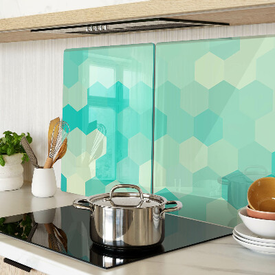 Planche à découper verre Motif hexagonal dans les tons turquoise