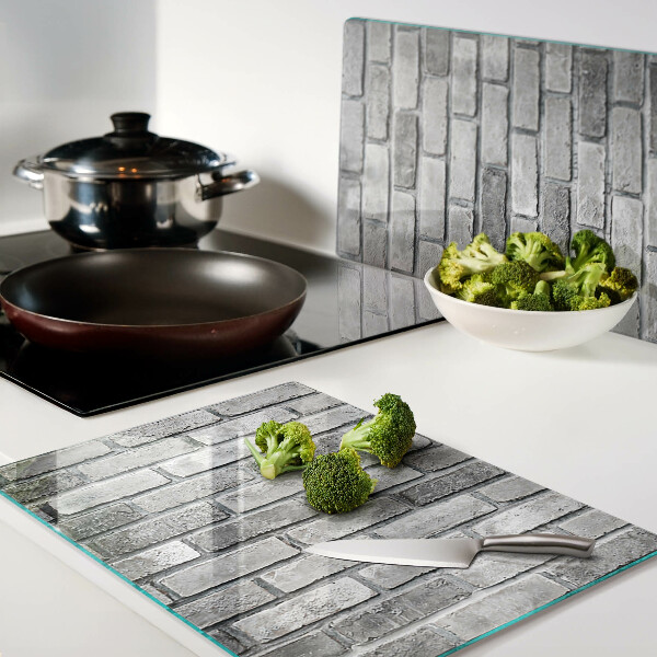 Planche à découper en verre Mur de briques dans des tons de gris