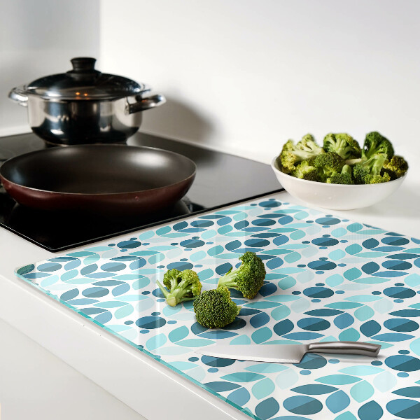 Planche à découper verre Feuilles aux tons bleus
