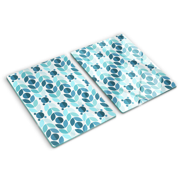 Planche à découper verre Feuilles aux tons bleus