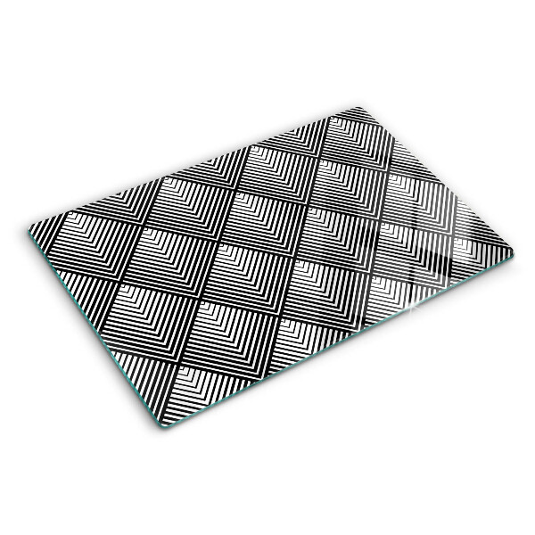 Planche à découper verre Géométrie en noir et blanc