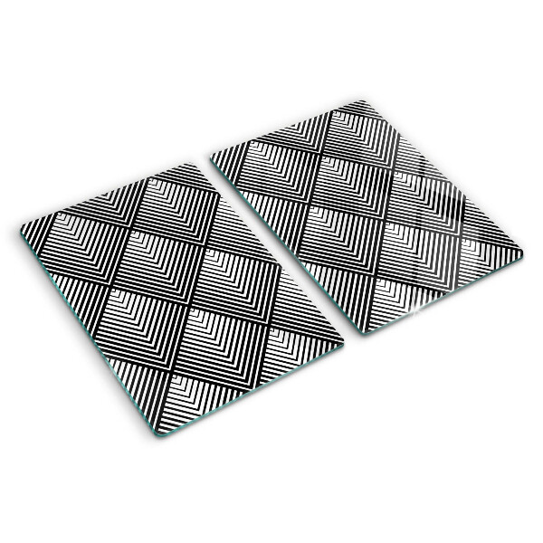 Planche à découper verre Géométrie en noir et blanc