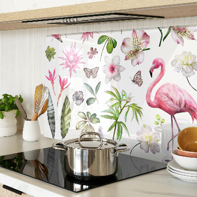 Planche à découper verre Collection de fleurs et d'oiseaux tropicaux