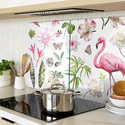 Planche à découper verre Collection de fleurs et d'oiseaux tropicaux