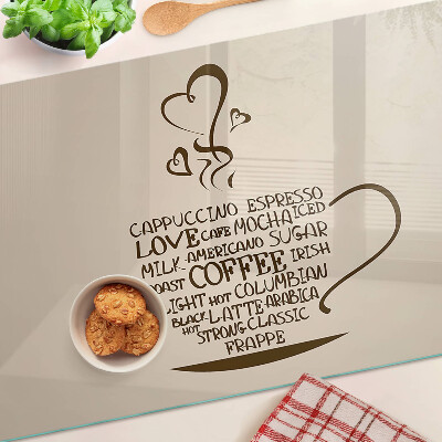 Planche à découper en verre Café et coeur