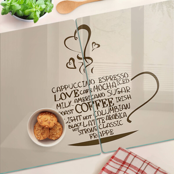 Planche à découper en verre Café et coeur