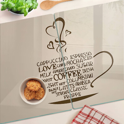 Planche à découper en verre Café et coeur