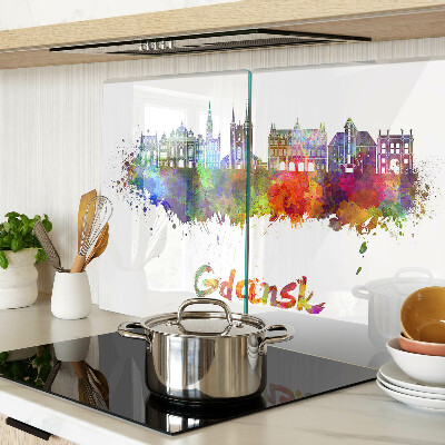 Planche à découper en verre Gdańsk aux couleurs de l'aquarelle