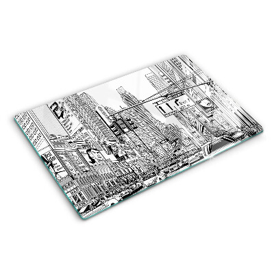 Planche à découper verre New York en style bande dessinée