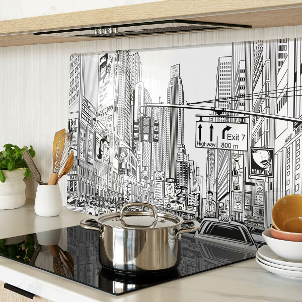 Planche à découper verre New York en style bande dessinée