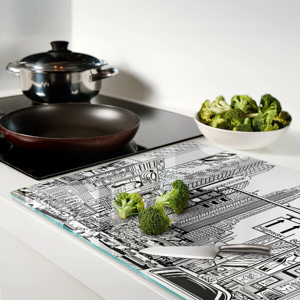 Planche à découper verre New York en style bande dessinée