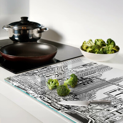 Planche à découper verre New York en style bande dessinée