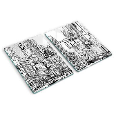 Planche à découper verre New York en style bande dessinée