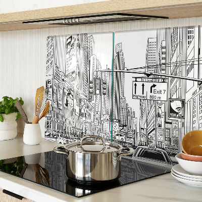 Planche à découper verre New York en style bande dessinée
