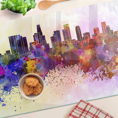 Planche à découper en verre Paysage de silhouette de ville à l'aquarelle