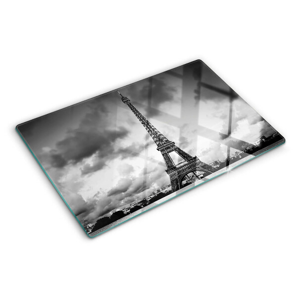Planche à découper verre La Tour Eiffel en noir et blanc