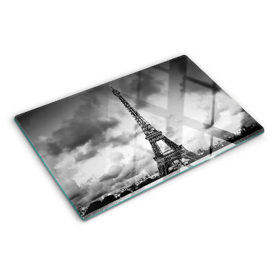 Planche à découper verre La Tour Eiffel en noir et blanc