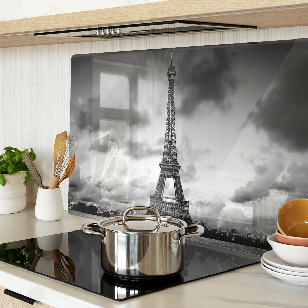 Planche à découper verre La Tour Eiffel en noir et blanc