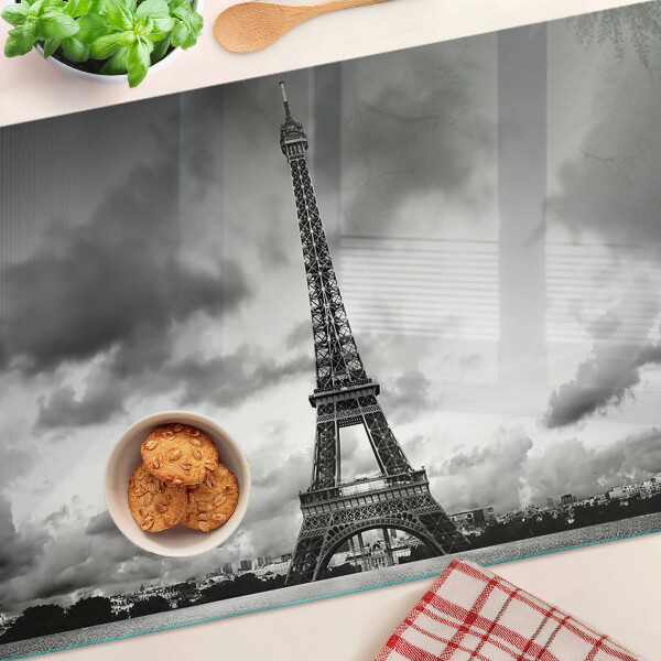 Planche à découper verre La Tour Eiffel en noir et blanc