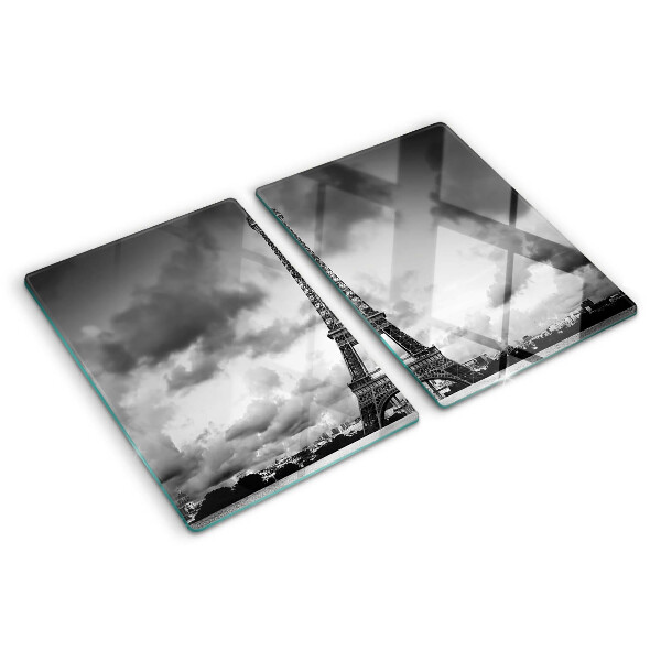 Planche à découper verre La Tour Eiffel en noir et blanc
