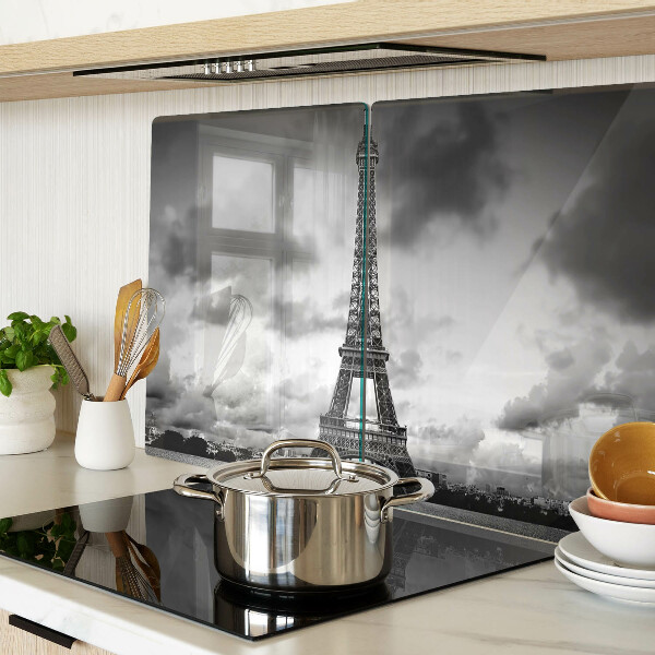 Planche à découper verre La Tour Eiffel en noir et blanc