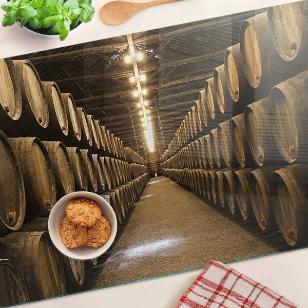 Planche à découper en verre Intérieur d'une cave avec des barriques