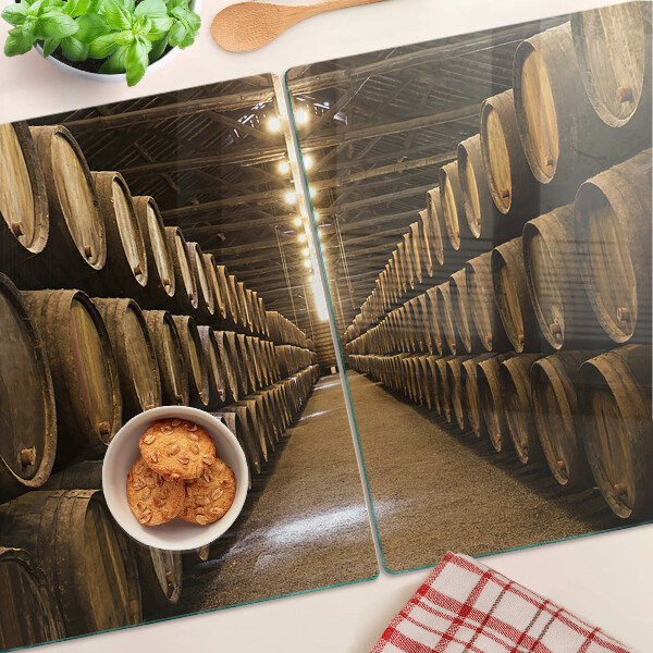Planche à découper en verre Intérieur d'une cave avec des barriques