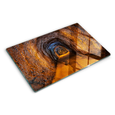 Planche à découper verre Un tunnel dans une grotte avec éclairage