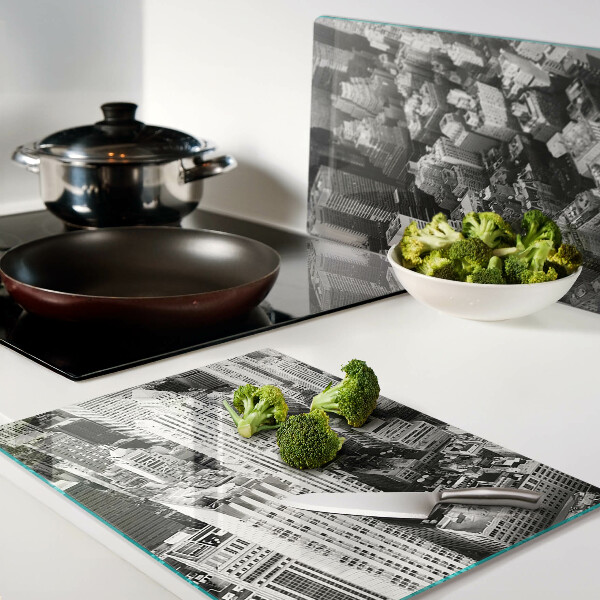 Planche à découper verre Une vue plongeante sur la ville