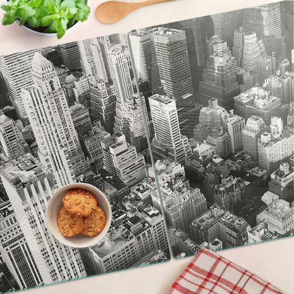 Planche à découper verre Une vue plongeante sur la ville