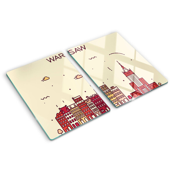 Planche à découper en verre Les immeubles d'habitation de Varsovie et le Palais de la Culture