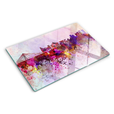 Planche à découper en verre Une ville au style aquarelle