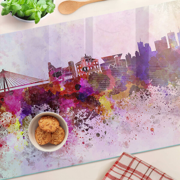 Planche à découper en verre Une ville au style aquarelle