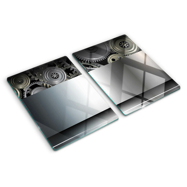 Planche à découper verre Engrenages mécaniques et surfaces métalliques