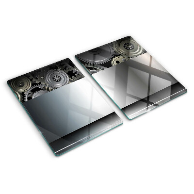 Planche à découper verre Engrenages mécaniques et surfaces métalliques