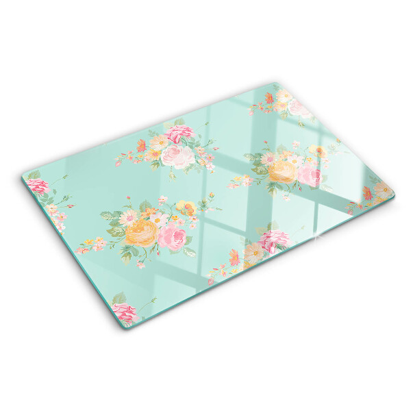 Planche à découper verre Motif floral aux couleurs pastel