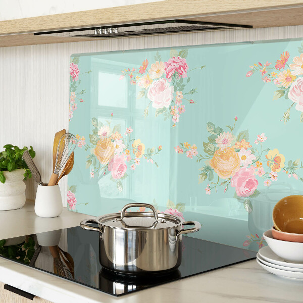 Planche à découper verre Motif floral aux couleurs pastel