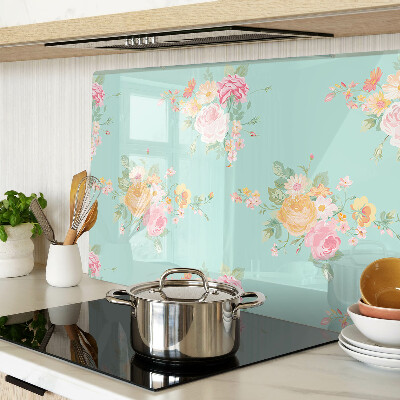 Planche à découper verre Motif floral aux couleurs pastel