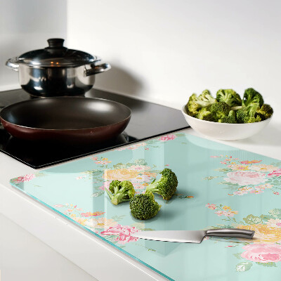 Planche à découper verre Motif floral aux couleurs pastel