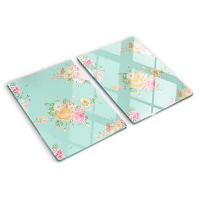 Planche à découper verre Motif floral aux couleurs pastel