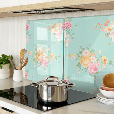 Planche à découper verre Motif floral aux couleurs pastel