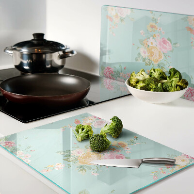 Planche à découper verre Motif floral aux couleurs pastel