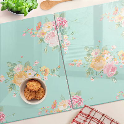 Planche à découper verre Motif floral aux couleurs pastel