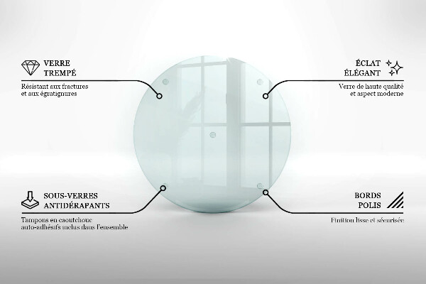 Planche à découper en verre rond transparent