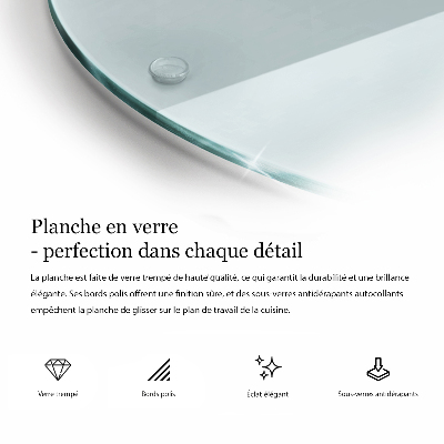 Planche à découper en verre rond transparent