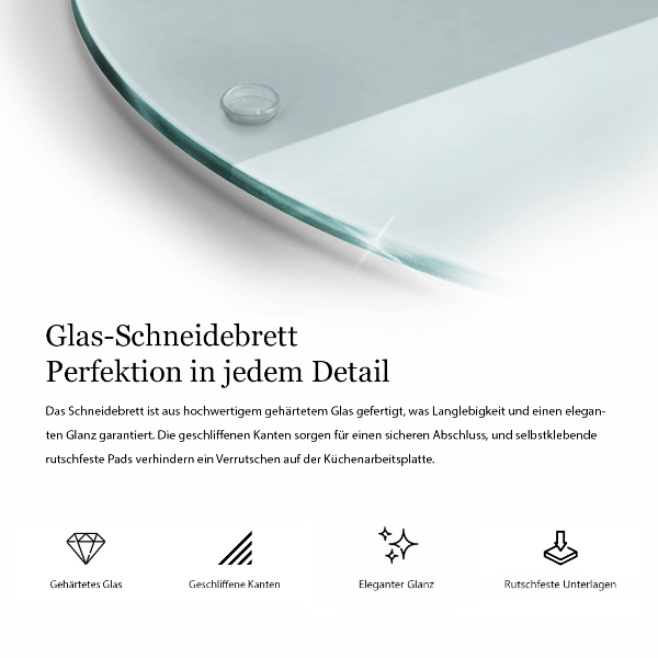 Planche à découper en verre rond transparent