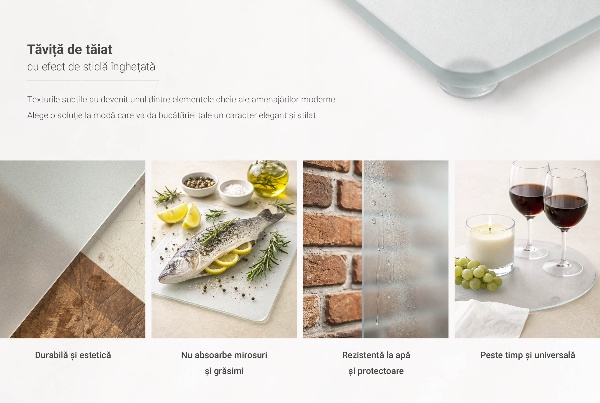 Planche à découper en verre de forme ronde semi-transparente
